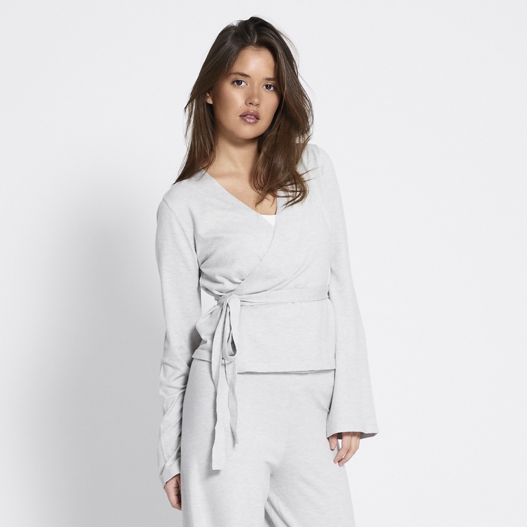 Knit wrap cardigan "Jolanda" Grey Melange